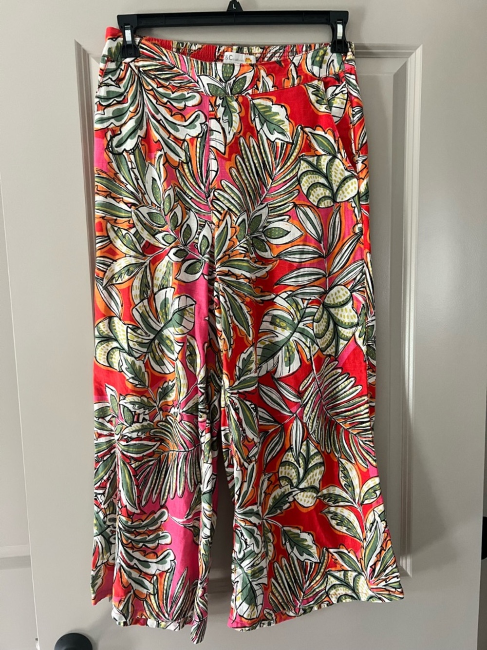 C&C California Multicolor Tropical Linen Wide Leg Pants
